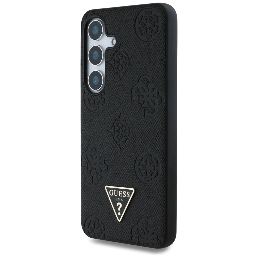 Husa MagSafe za Samsung Galaxy S25 S931, Guess, Peony Grained Hot Stamp Triangle, Crna