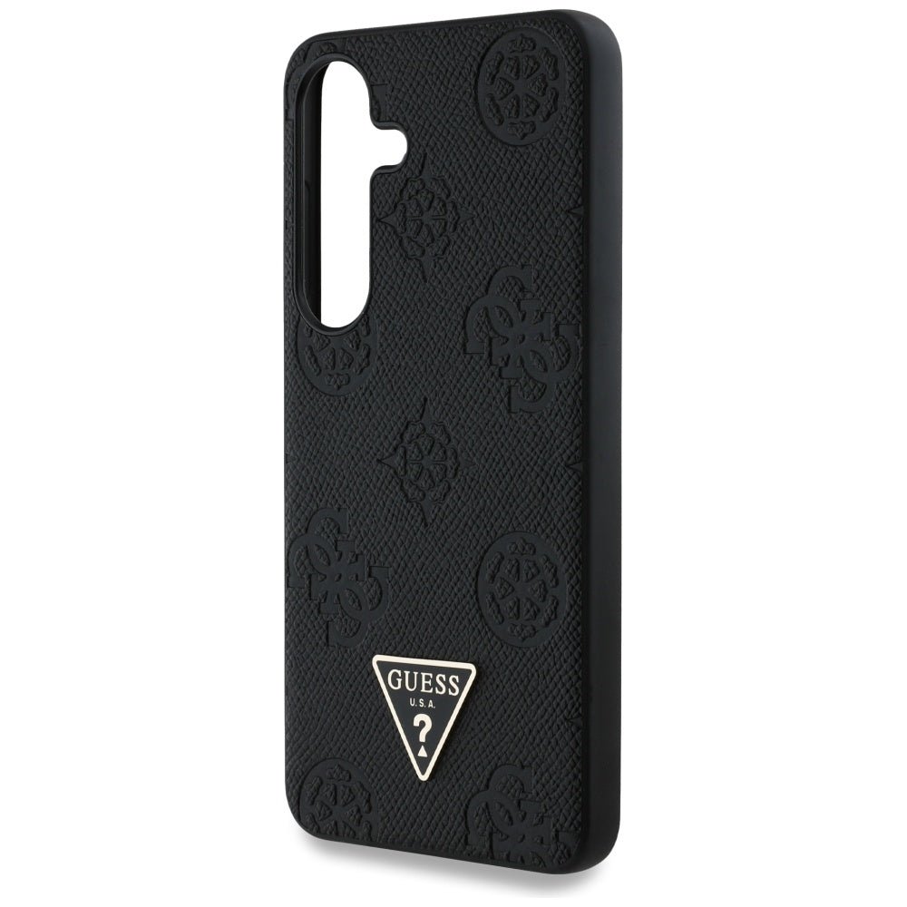 Husa MagSafe za Samsung Galaxy S25 S931, Guess, Peony Grained Hot Stamp Triangle, Crna