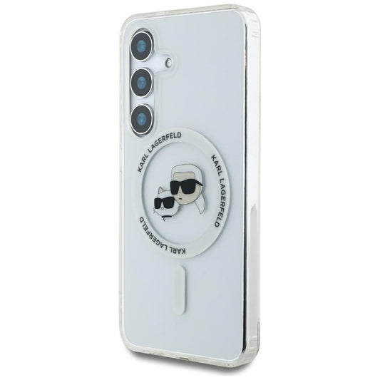 Futrola MagSafe za Samsung Galaxy S25 S931, Karl Lagerfeld, IML Metal Karl & Choupette's Heads, Bela