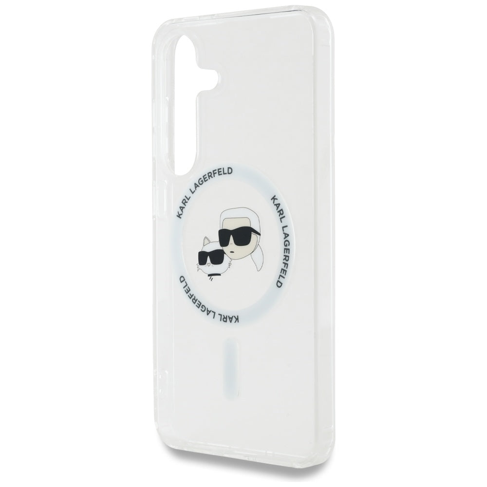 Futrola MagSafe za Samsung Galaxy S25 S931, Karl Lagerfeld, IML Metal Karl & Choupette's Heads, Bela