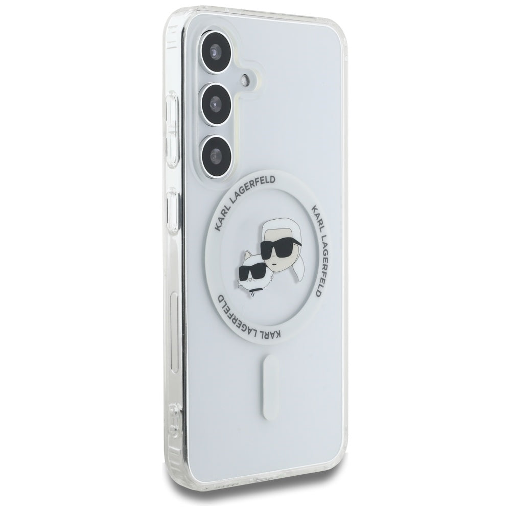 Futrola MagSafe za Samsung Galaxy S25 S931, Karl Lagerfeld, IML Metal Karl & Choupette's Heads, Bela