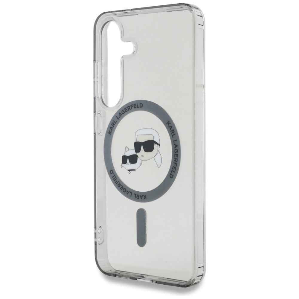 Futrola MagSafe za Samsung Galaxy S25 S931, Karl Lagerfeld, IML Metal Karl & Choupette's Heads, Crna