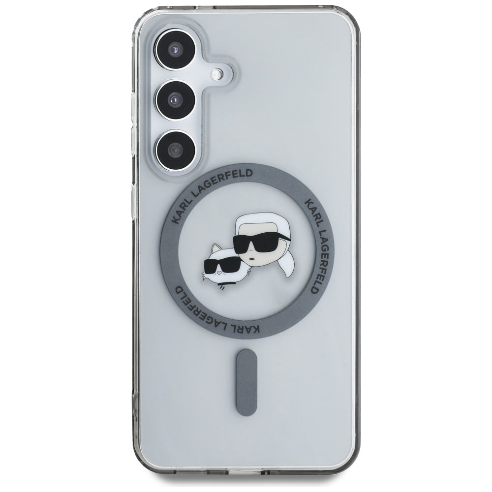 Futrola MagSafe za Samsung Galaxy S25 S931, Karl Lagerfeld, IML Metal Karl & Choupette's Heads, Crna