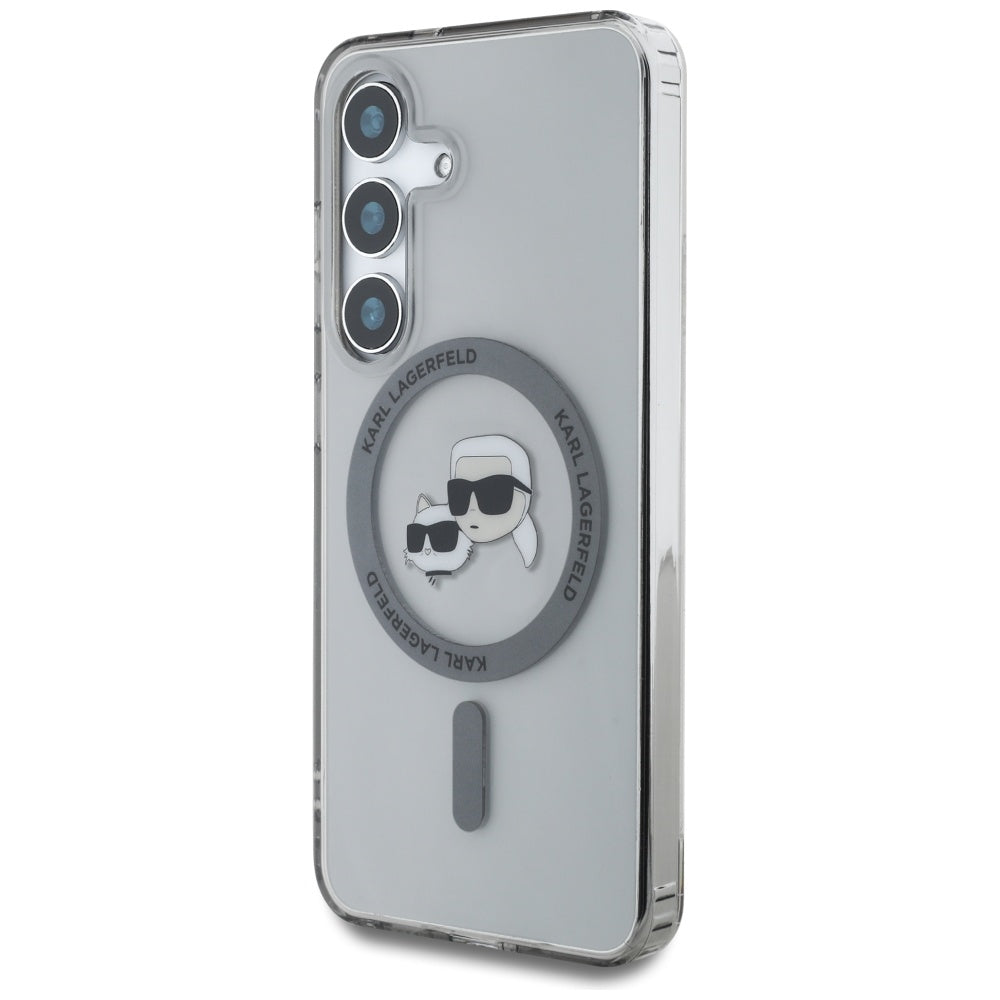 Futrola MagSafe za Samsung Galaxy S25 S931, Karl Lagerfeld, IML Metal Karl & Choupette's Heads, Crna