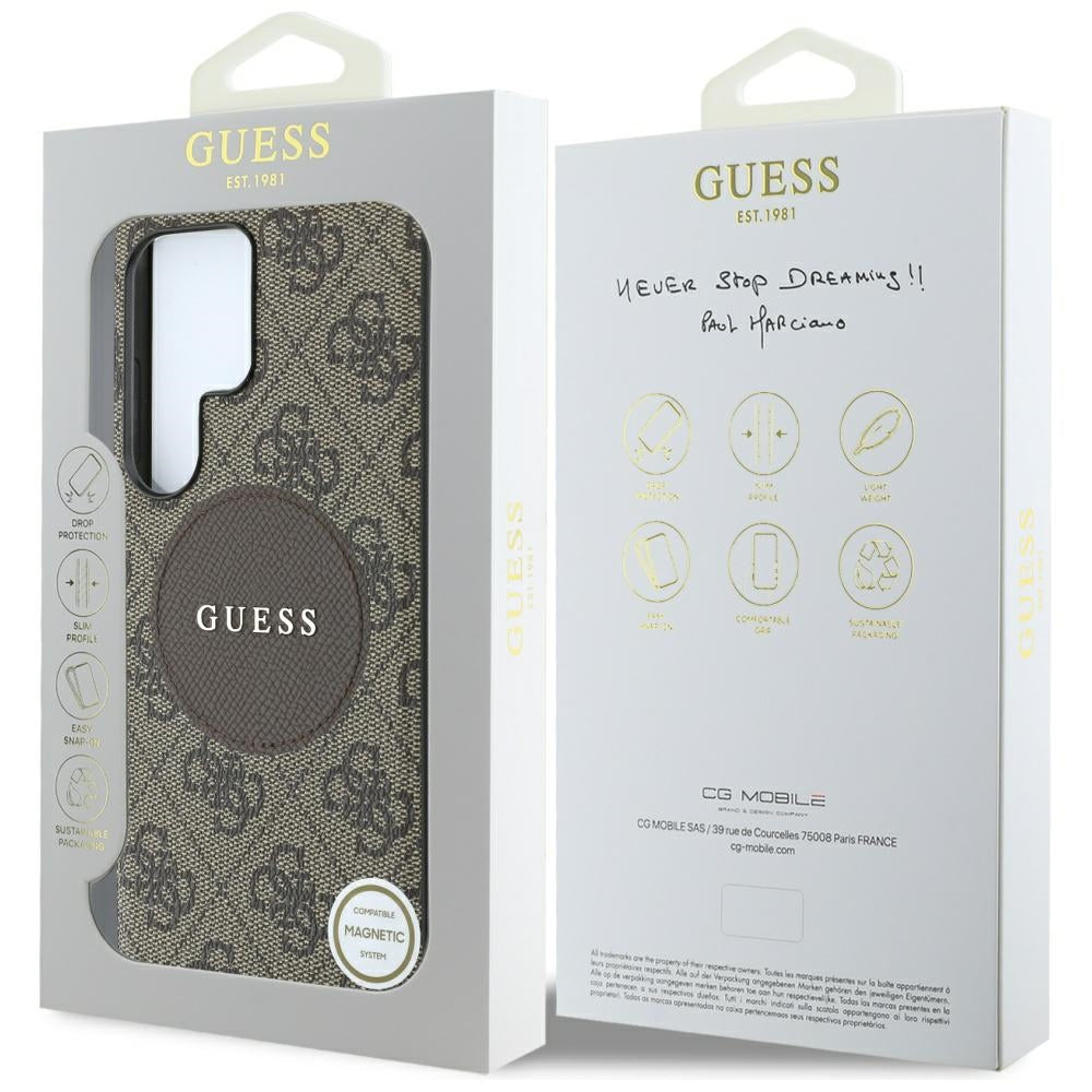 Futrola MagSafe za Samsung Galaxy S25 Ultra S938, Guess, 4G Circle Classic Logo, Braon