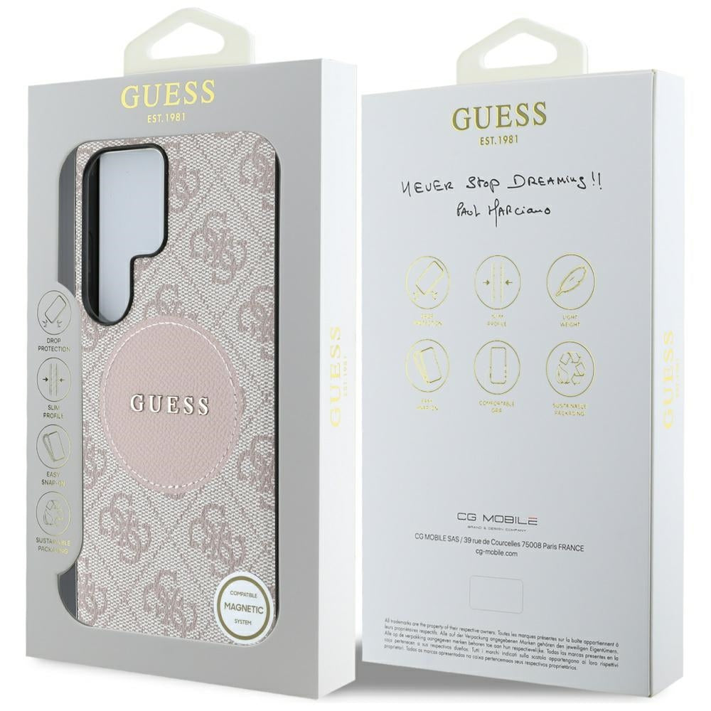Futrola MagSafe za Samsung Galaxy S25 Ultra S938, Guess, 4G Circle Classic Logo, Roze
