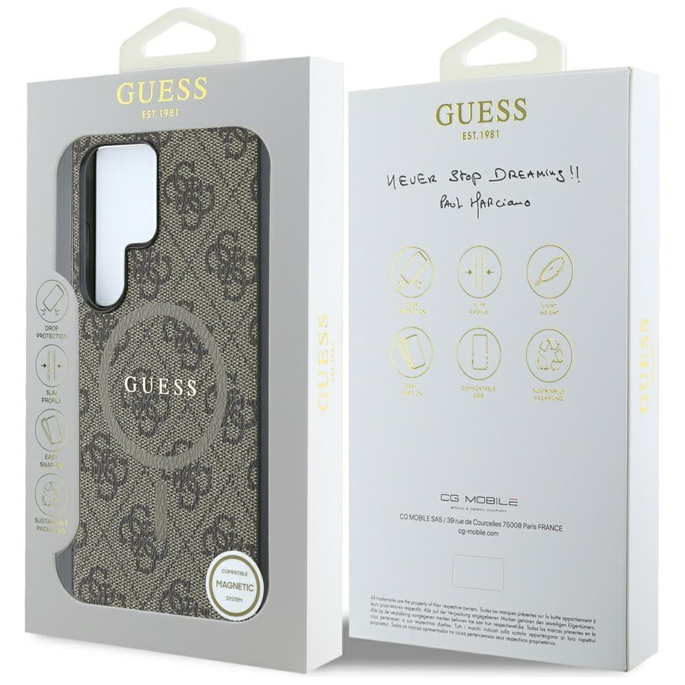 Futrola MagSafe za Samsung Galaxy S25 Ultra S938, Guess, 4G Ring Classic Logo, Braon