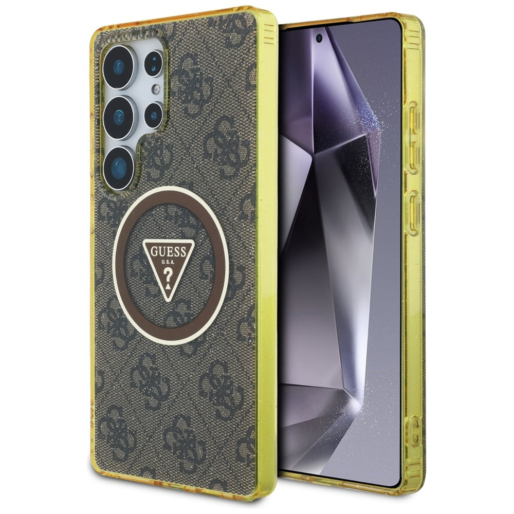 Futrola MagSafe za Samsung Galaxy S25 Ultra S938, Guess, IML Glitter 4G Circle Triangle, Braon