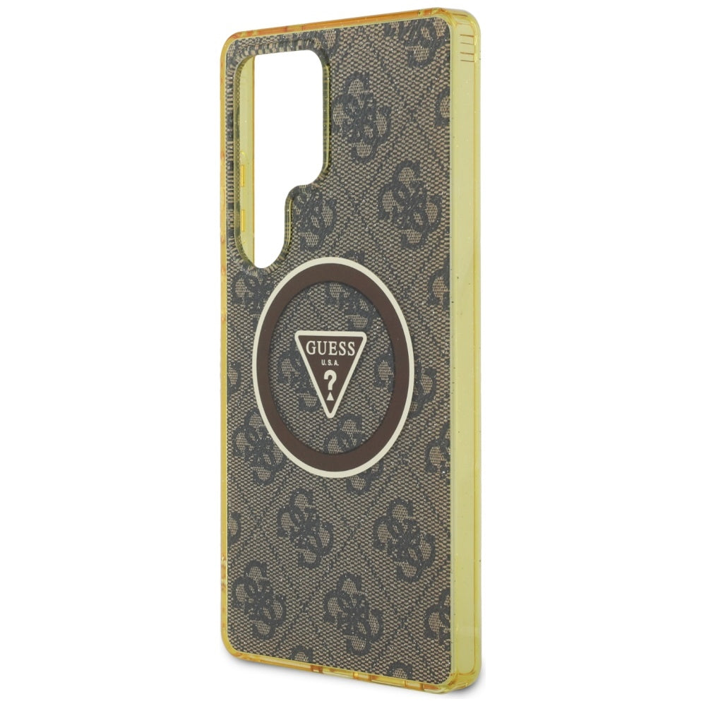 Futrola MagSafe za Samsung Galaxy S25 Ultra S938, Guess, IML Glitter 4G Circle Triangle, Braon