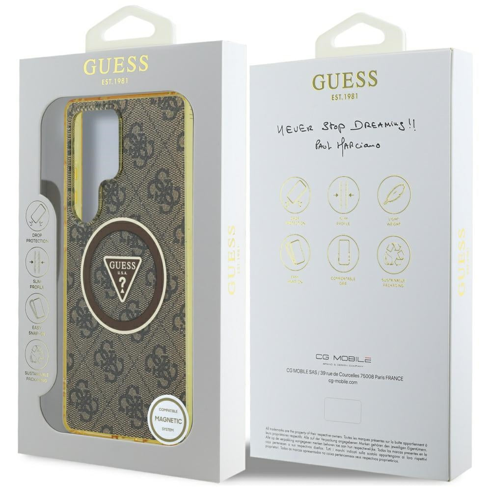 Futrola MagSafe za Samsung Galaxy S25 Ultra S938, Guess, IML Glitter 4G Circle Triangle, Braon