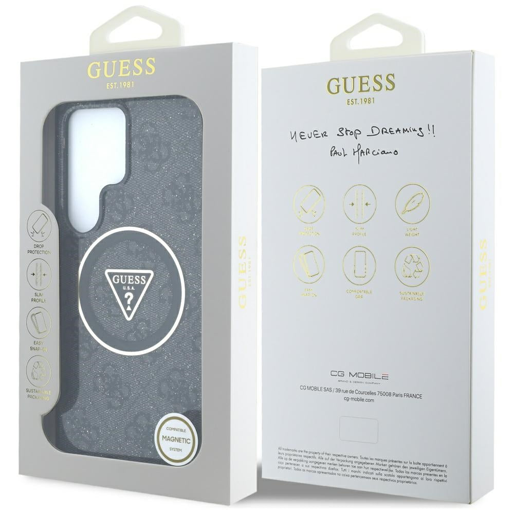Futrola MagSafe za Samsung Galaxy S25 Ultra S938, Guess, IML Glitter 4G Circle Triangle, Crna