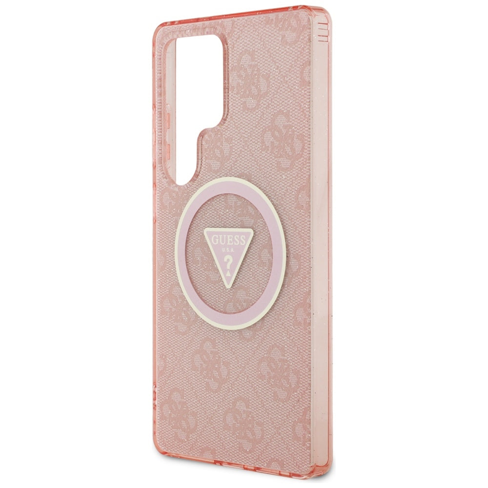 Futrola MagSafe za Samsung Galaxy S25 Ultra S938, Guess, IML Glitter 4G Circle Triangle, Roze