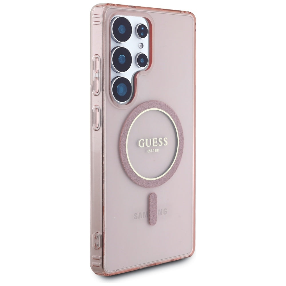 Futrola MagSafe za Samsung Galaxy S25 Ultra S938, Guess, IML Glitter Circle, Roze