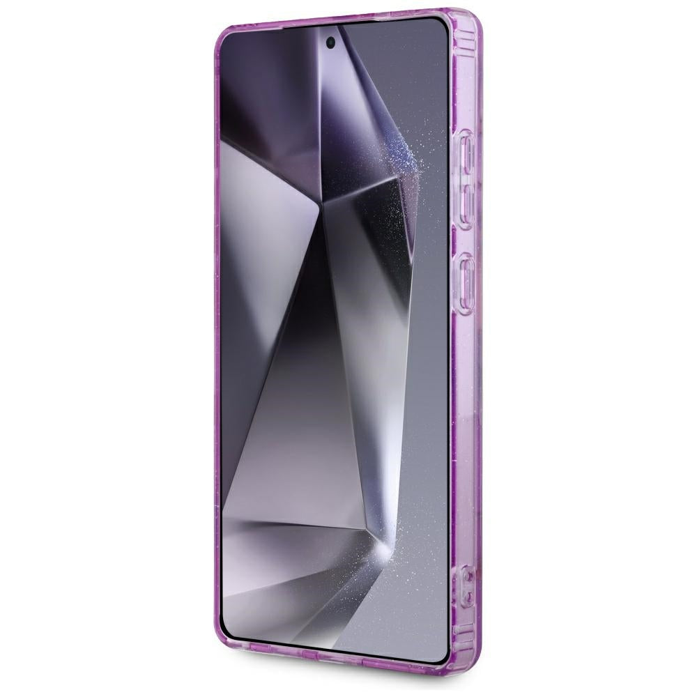 Futrola MagSafe za Samsung Galaxy S25 Ultra S938, Guess, IML Metal Glitter Flowers Triangle, Ljubičasta