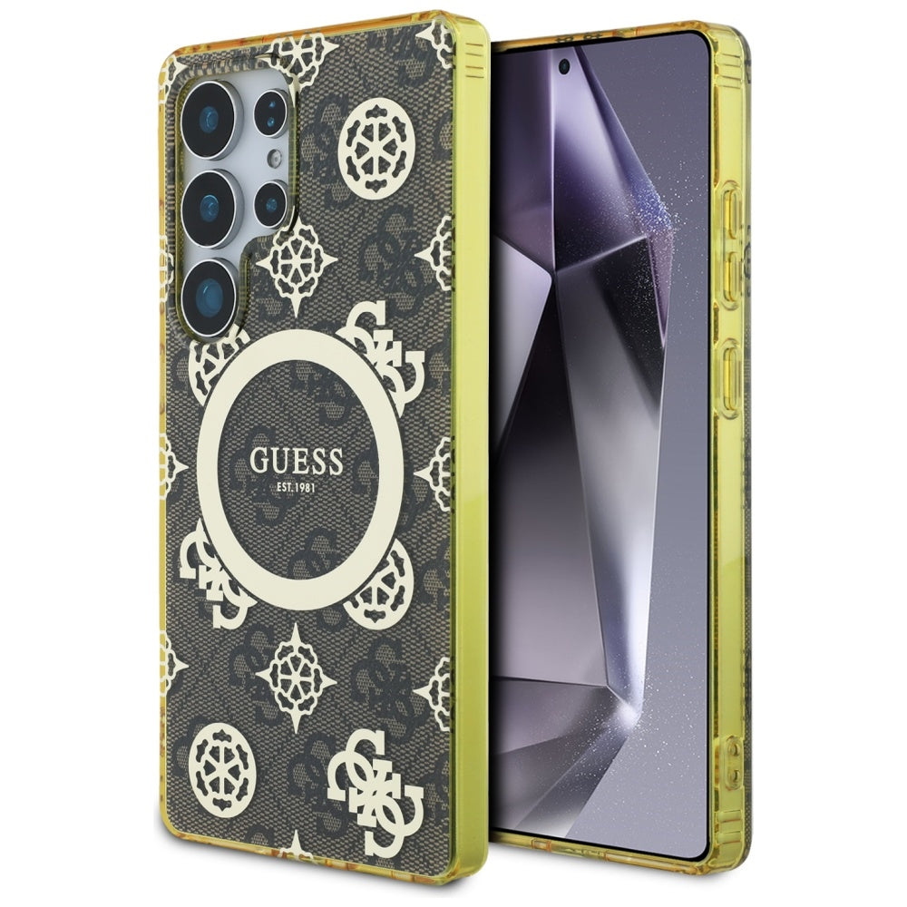 Futrola MagSafe za Samsung Galaxy S25 Ultra S938, Guess, IML Peony On 4G Background, Braon