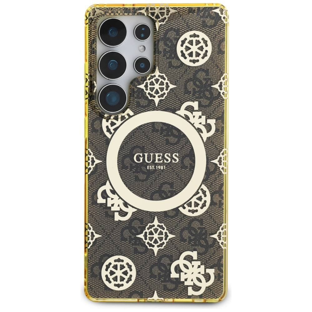 Futrola MagSafe za Samsung Galaxy S25 Ultra S938, Guess, IML Peony On 4G Background, Braon