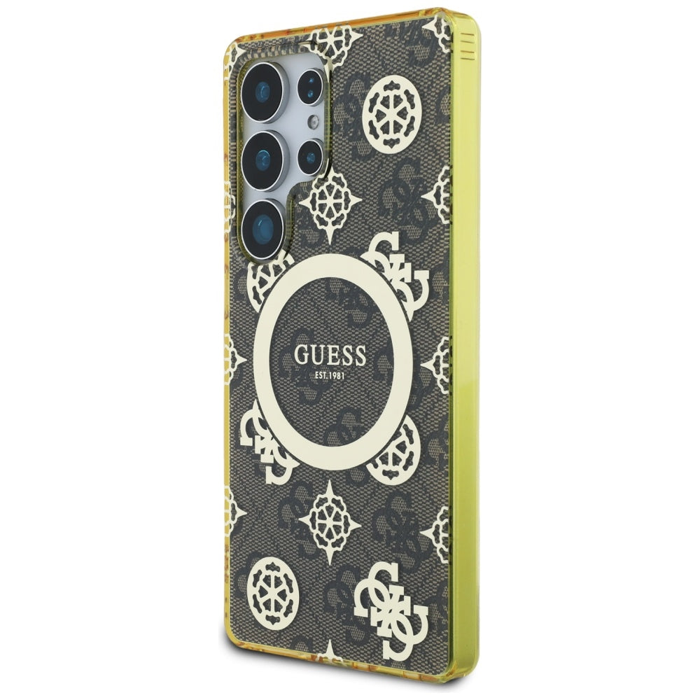 Futrola MagSafe za Samsung Galaxy S25 Ultra S938, Guess, IML Peony On 4G Background, Braon