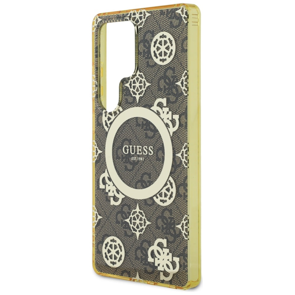 Futrola MagSafe za Samsung Galaxy S25 Ultra S938, Guess, IML Peony On 4G Background, Braon