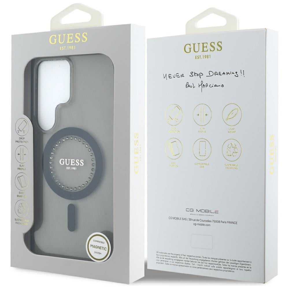 Futrola MagSafe za Samsung Galaxy S25 Ultra S938, Guess, IML Rhinestone, Crna
