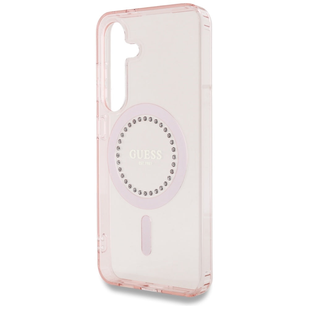 Futrola MagSafe za Samsung Galaxy S25 S931, Guess, IML Rhinestone, Roze