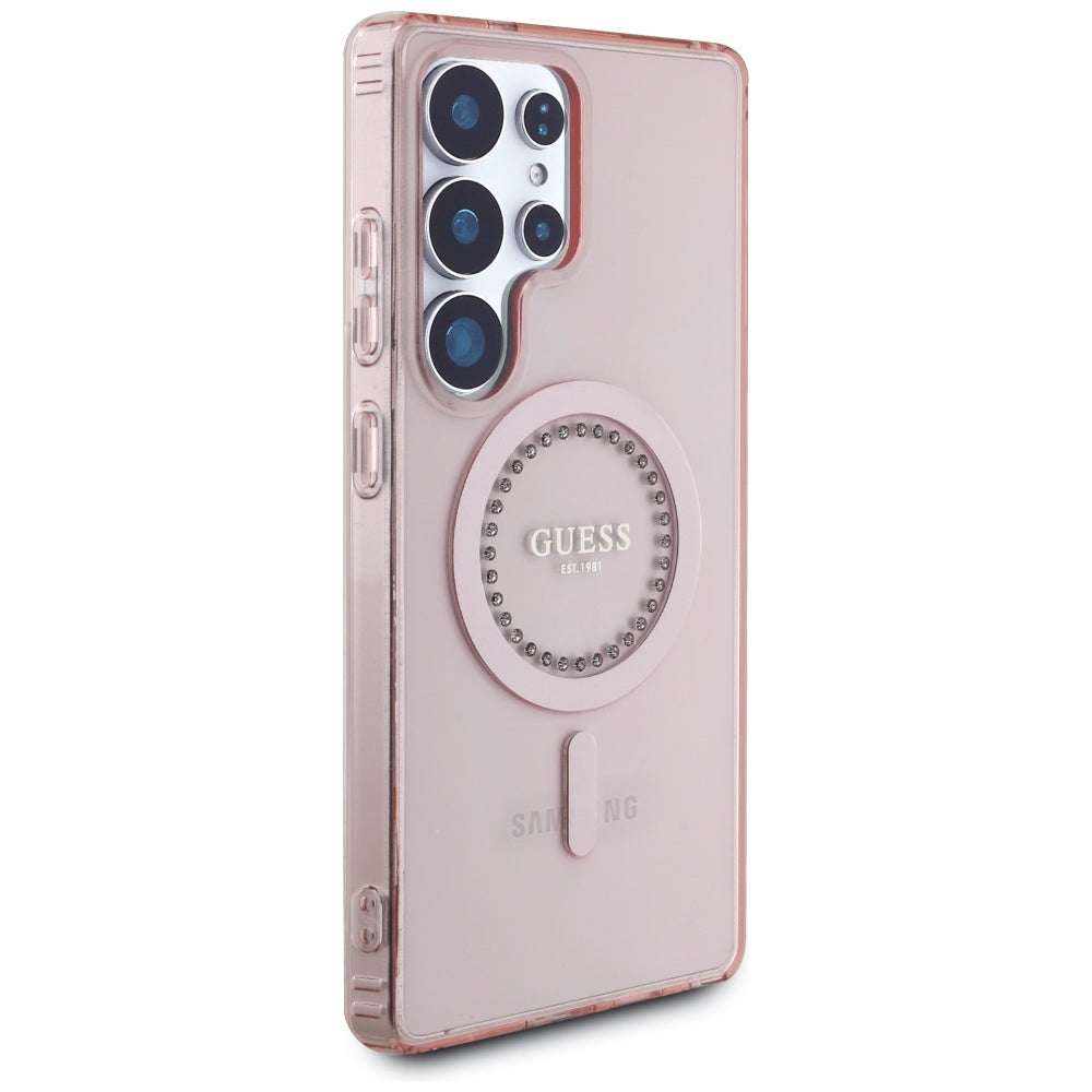 Futrola MagSafe za Samsung Galaxy S25 Ultra S938, Guess, IML Rhinestone, Roze
