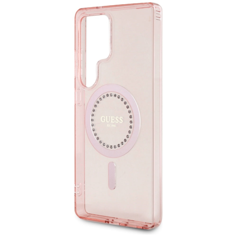 Futrola MagSafe za Samsung Galaxy S25 Ultra S938, Guess, IML Rhinestone, Roze