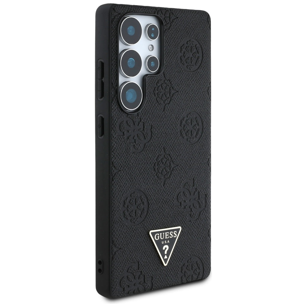 Futrola MagSafe za Samsung Galaxy S25 Ultra S938, Guess, Peony Grained Hot Stamp Triangle, Crna