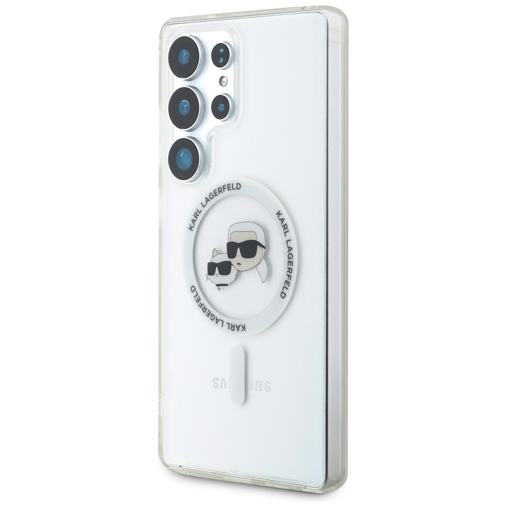 Futrola MagSafe za Samsung Galaxy S25 Ultra S938, Karl Lagerfeld, IML Metal Karl & Choupette's Heads, Bela