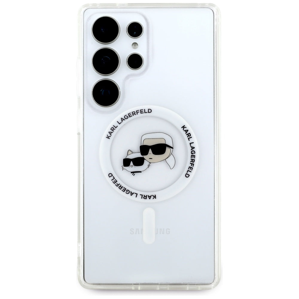 Futrola MagSafe za Samsung Galaxy S25 Ultra S938, Karl Lagerfeld, IML Metal Karl & Choupette's Heads, Bela