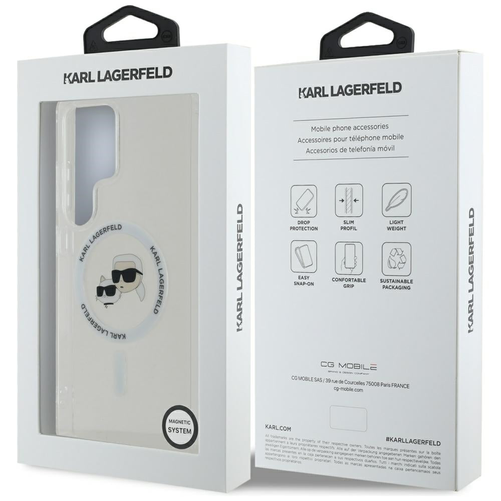 Futrola MagSafe za Samsung Galaxy S25 Ultra S938, Karl Lagerfeld, IML Metal Karl & Choupette's Heads, Bela