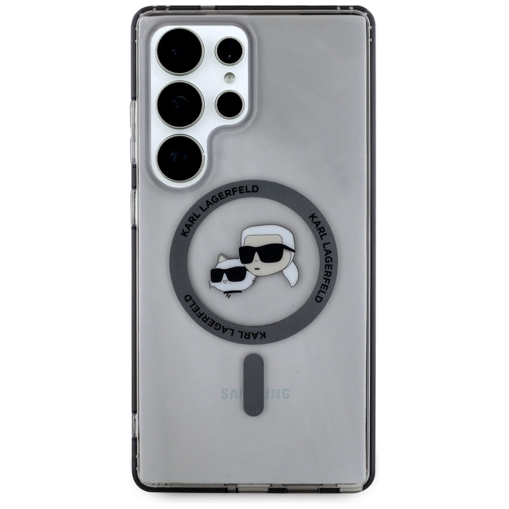 Futrola MagSafe za Samsung Galaxy S25 Ultra S938, Karl Lagerfeld, IML Metal Karl & Choupette's Heads, Crna