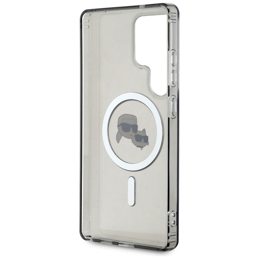 Futrola MagSafe za Samsung Galaxy S25 Ultra S938, Karl Lagerfeld, IML Metal Karl & Choupette's Heads, Crna