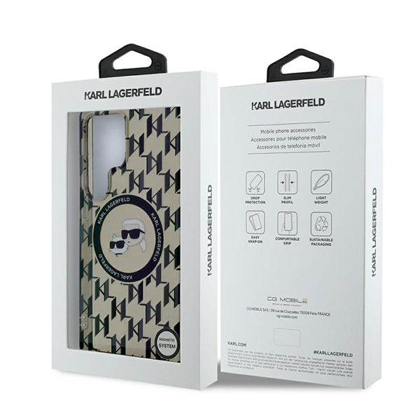 Futrola MagSafe za Samsung Galaxy S25 Ultra S938, Karl Lagerfeld, IML Monogram Karl & Choupette's Heads, Crna