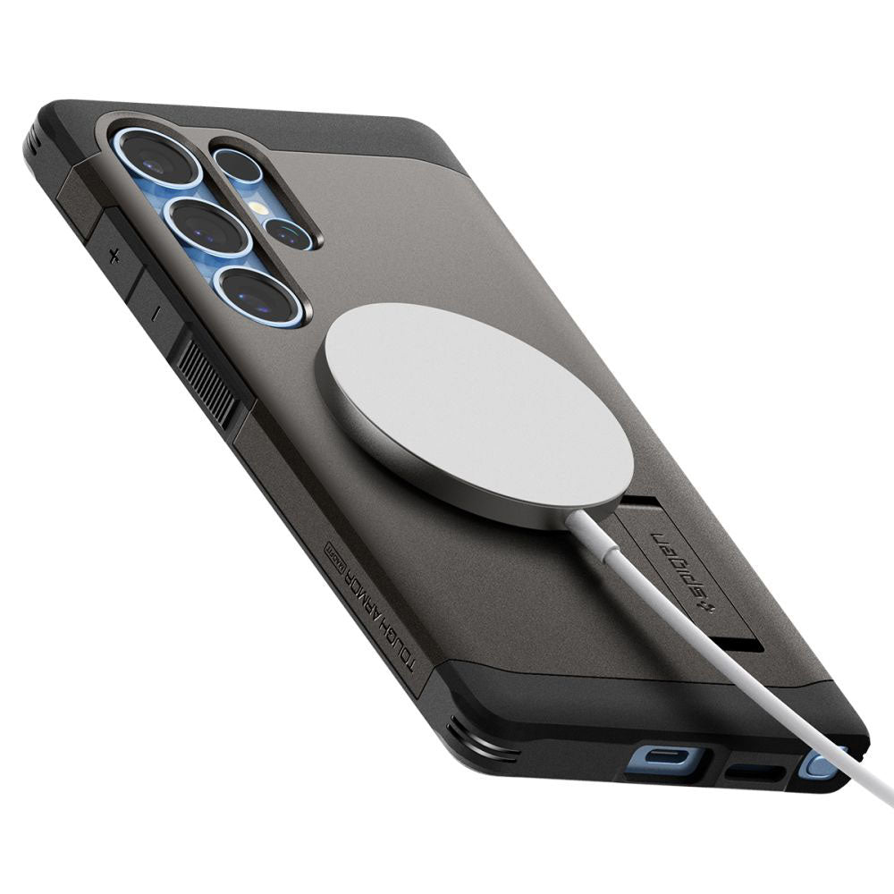 Futrola MagSafe za Samsung Galaxy S25 Ultra S938, Spigen, Tough Armor, Siva ACS08965
