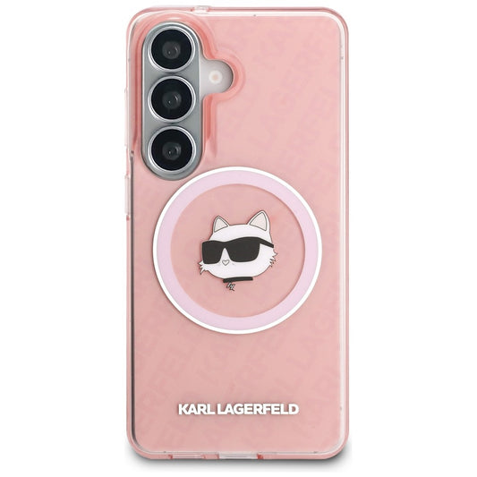 Futrola MagSafe za Samsung Galaxy S26 Plus S947, Karl Lagerfeld, IML Choupette Head on KL Repeated Logo, Roze