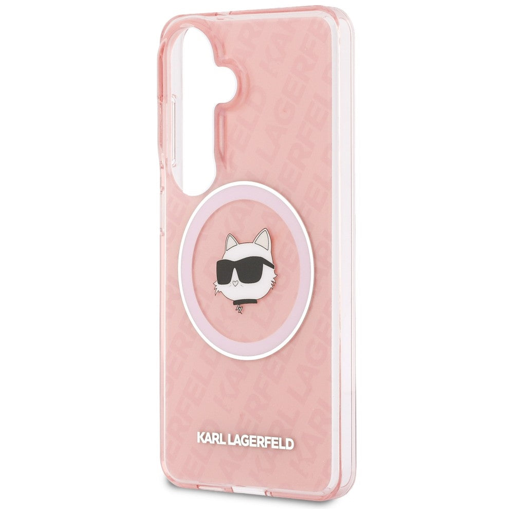 Futrola MagSafe za Samsung Galaxy S26 Plus S947, Karl Lagerfeld, IML Choupette Head on KL Repeated Logo, Roze