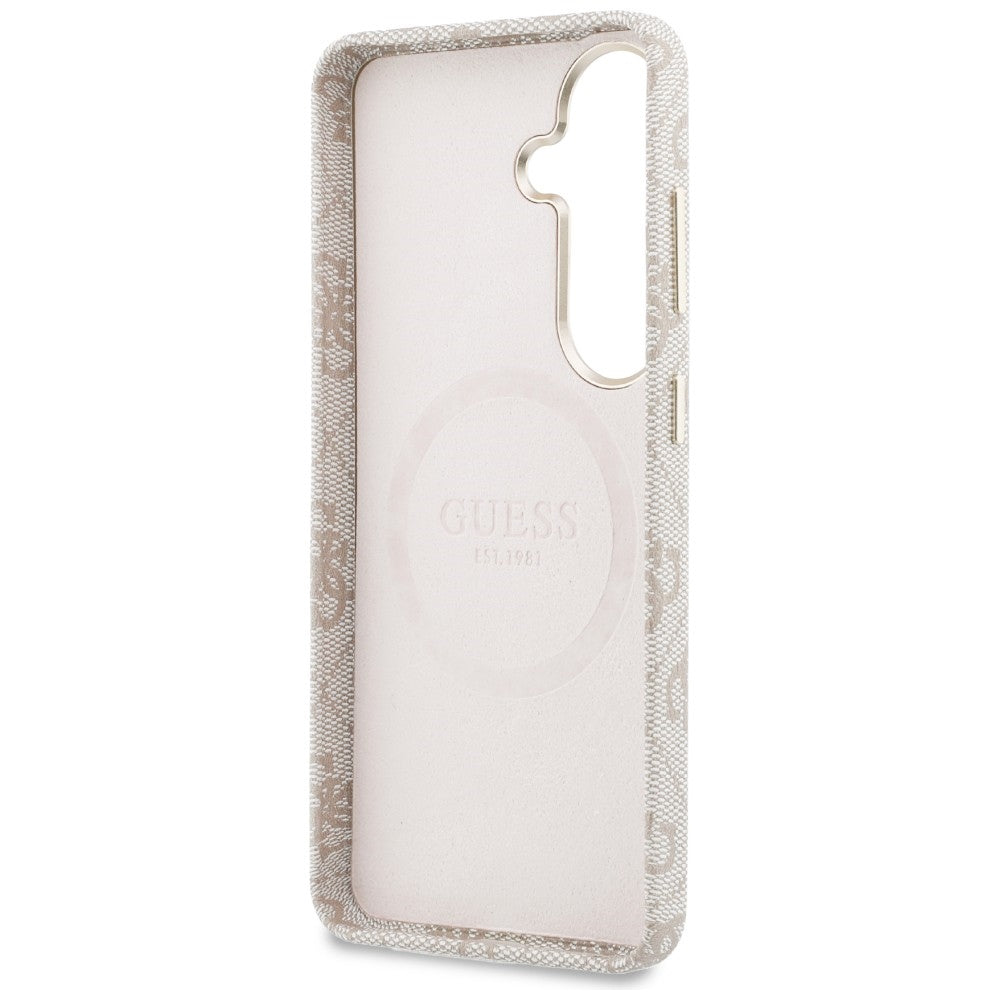 Husa MagSafe za Samsung Galaxy S26 S942, Guess, 4G Script Logo, Roze