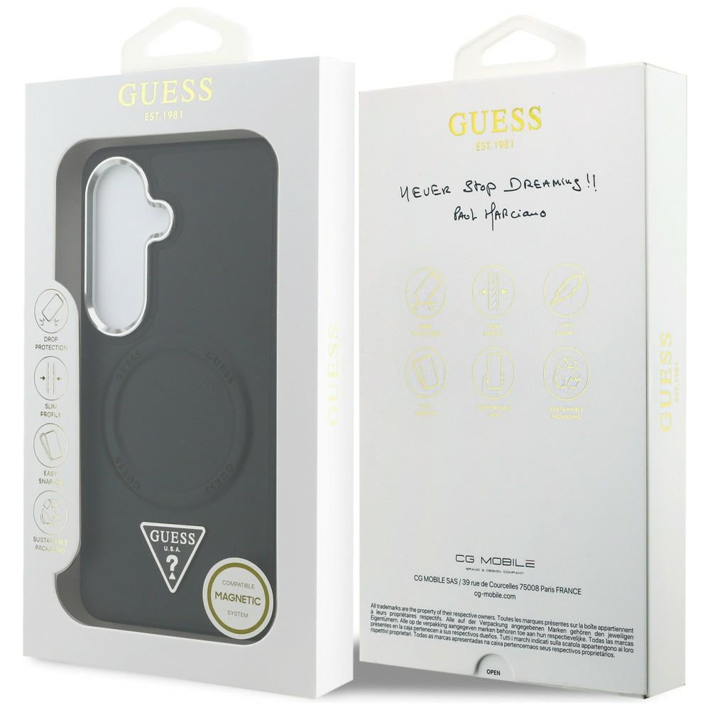 Husa MagSafe za Samsung Galaxy S26 S942, Guess, Embossed Ring Triangle Logo, Crna