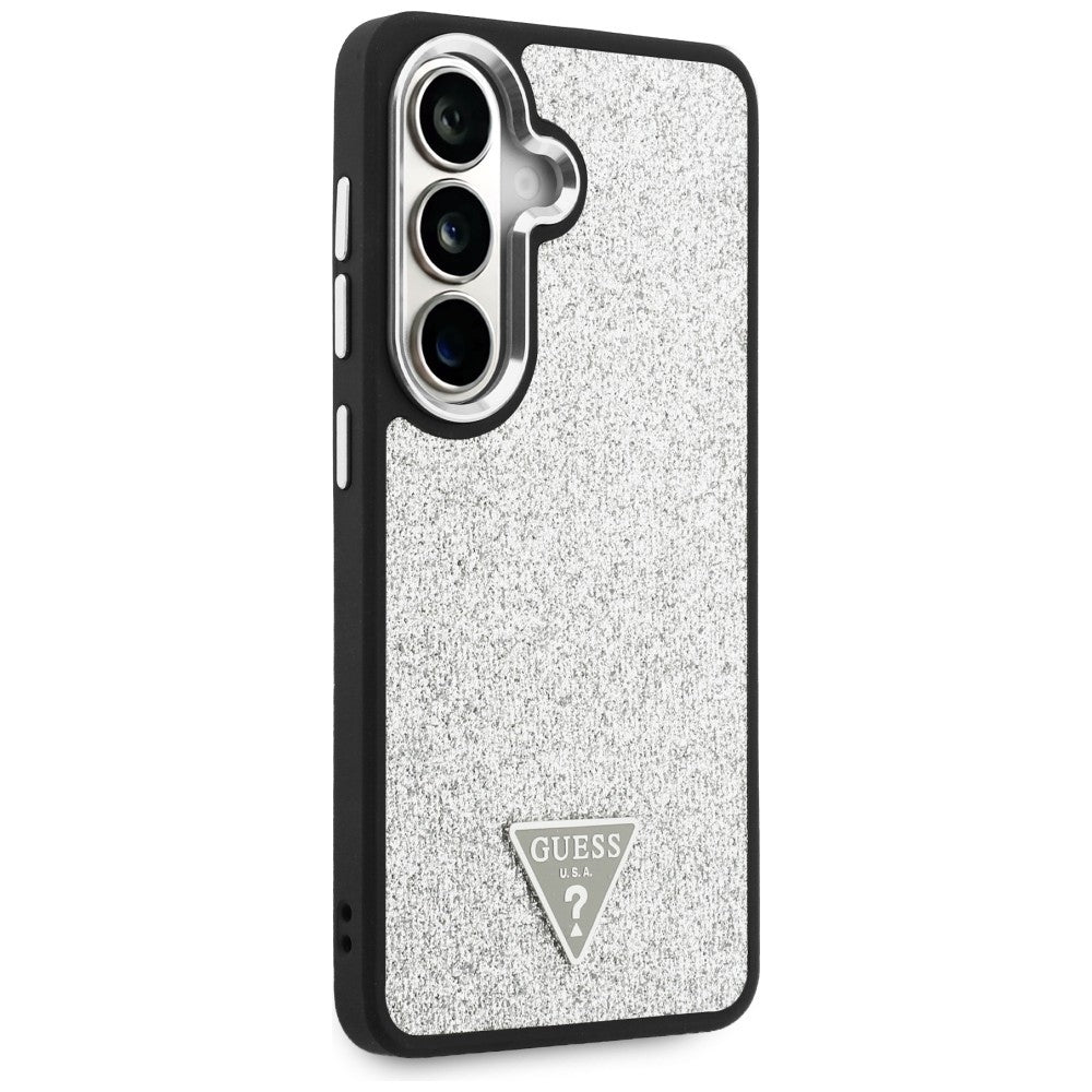 MagSafe futrola za Samsung Galaxy S26 S942, Guess, Fixed Glitter Triangle Logo, Srebrna