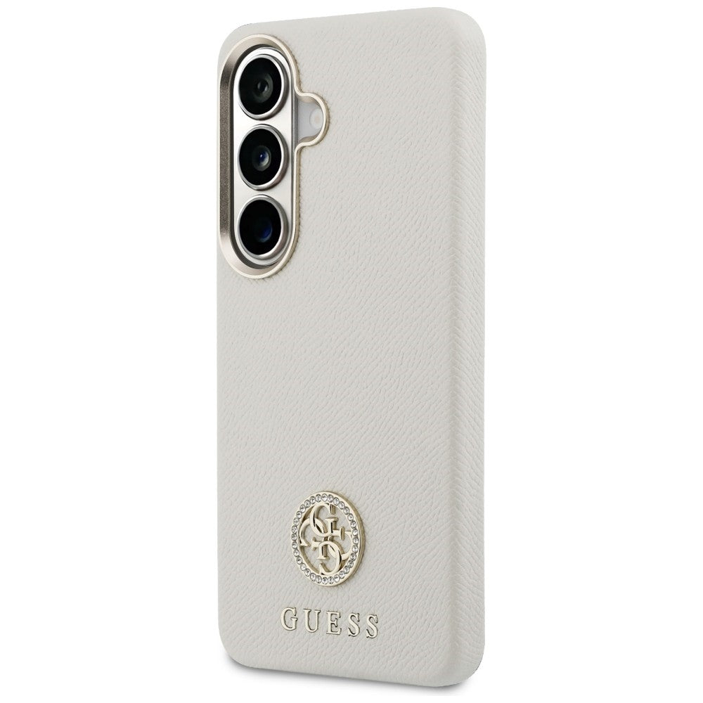 Husa MagSafe za Samsung Galaxy S26 S942, Guess, Rhinestone Round Logo, Bež