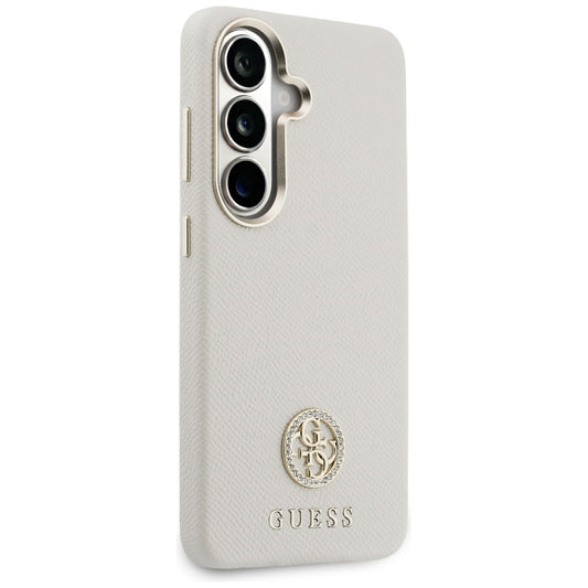 Husa MagSafe za Samsung Galaxy S26 S942, Guess, Rhinestone Round Logo, Bež