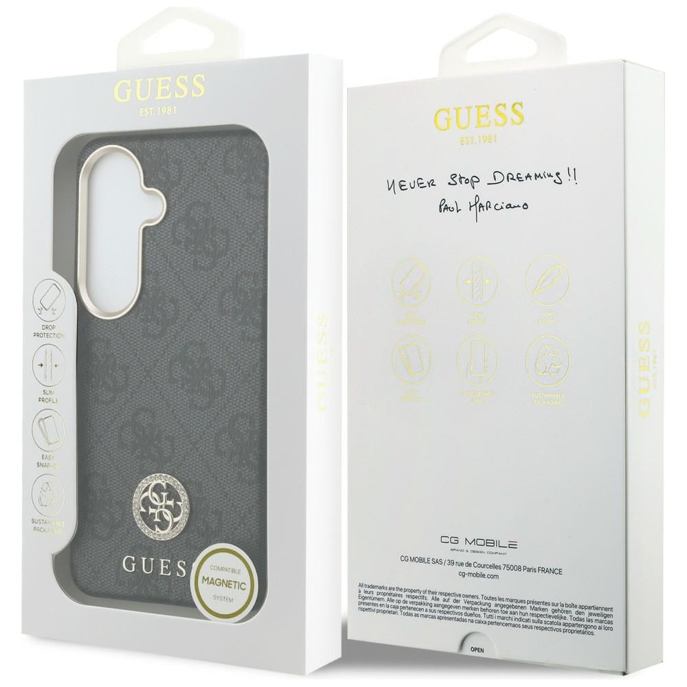 Futrola MagSafe za Samsung Galaxy S26 S942, Guess, Rhinestone Round Logo, Crna