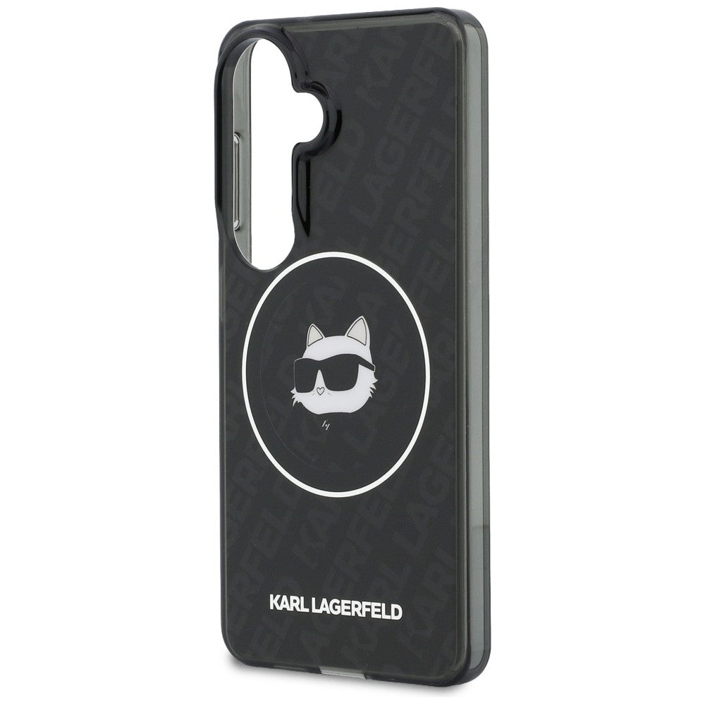 Futrola MagSafe za Samsung Galaxy S26 S942, Karl Lagerfeld, IML Choupette Head on KL Repeated Logo, Crna