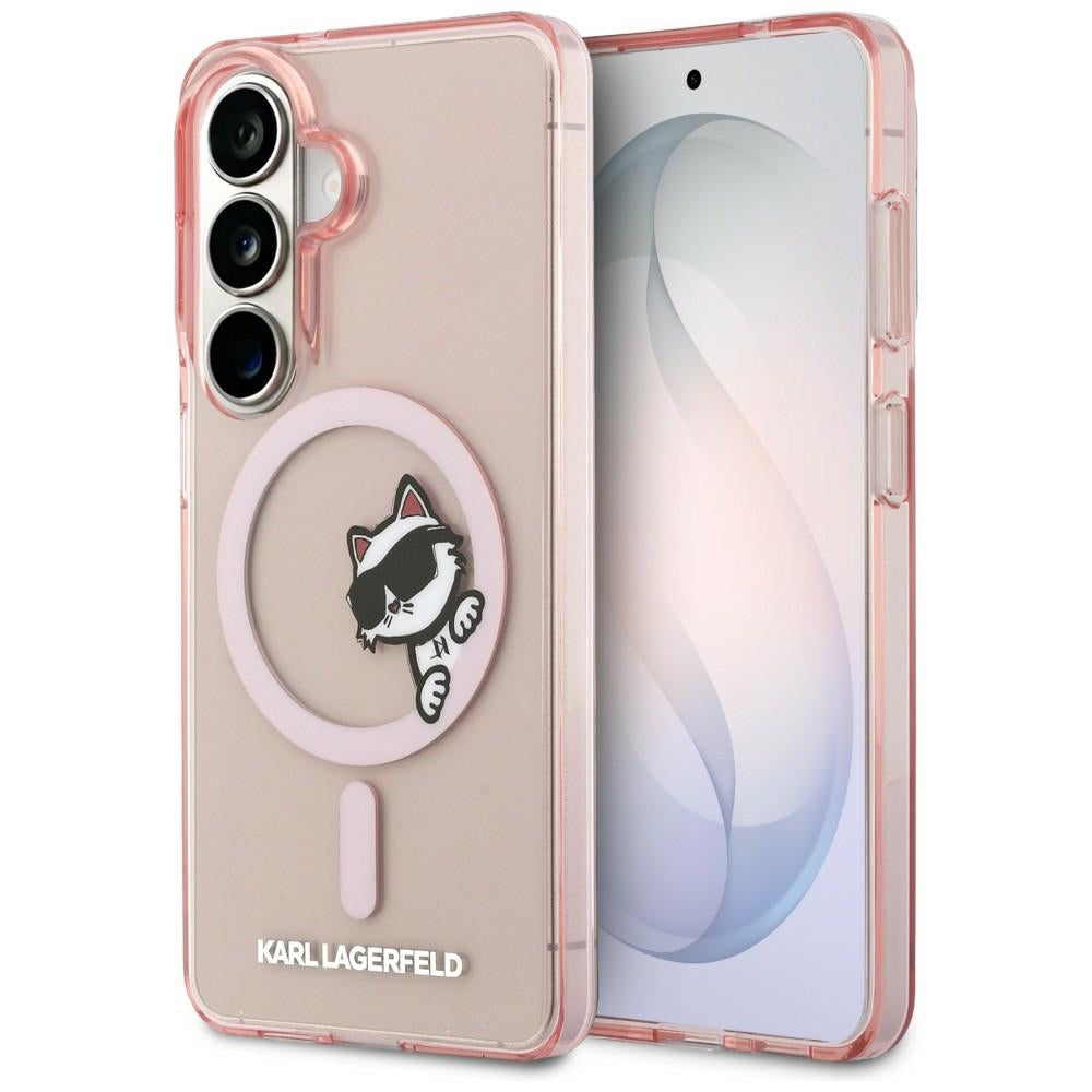 Futrola MagSafe za Samsung Galaxy S26 S942, Karl Lagerfeld, IML Choupette Peekaboo Logo, Roze