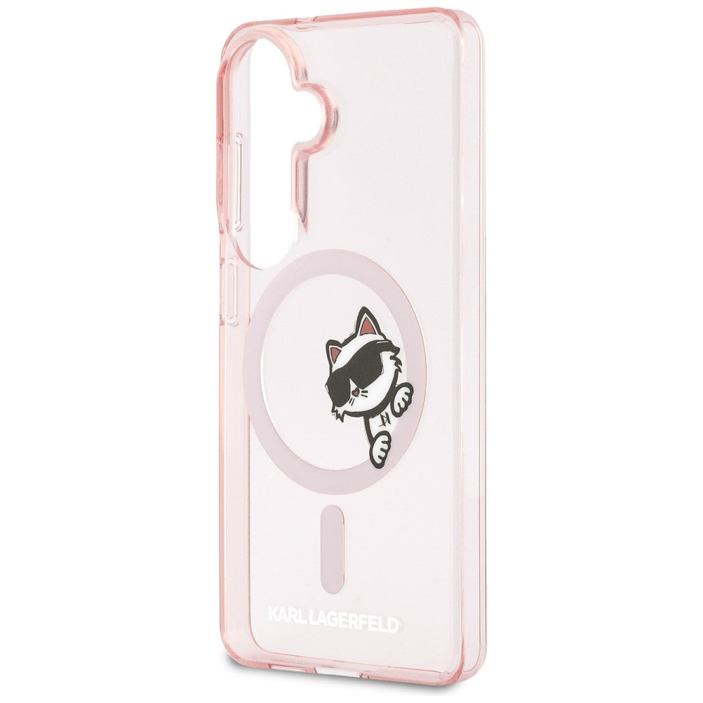 Futrola MagSafe za Samsung Galaxy S26 S942, Karl Lagerfeld, IML Choupette Peekaboo Logo, Roze