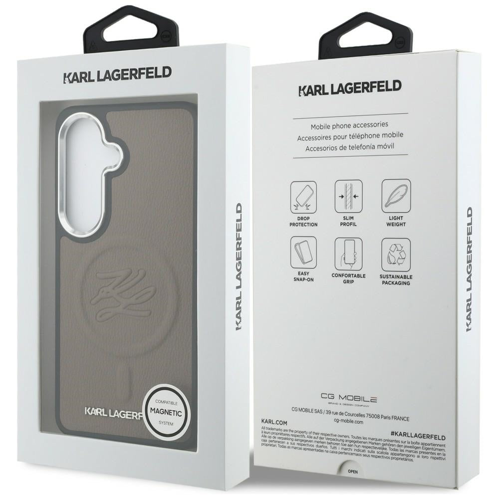Futrola MagSafe za Samsung Galaxy S26 S942, Karl Lagerfeld, Initial Logo Debossed, Braon