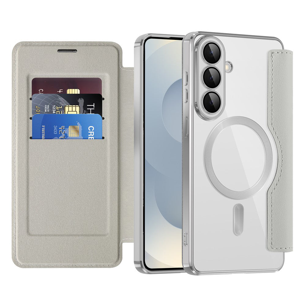 Futrola MagSafe za Samsung Galaxy S26 S942, Techsuit, SmartMag Book, Siva