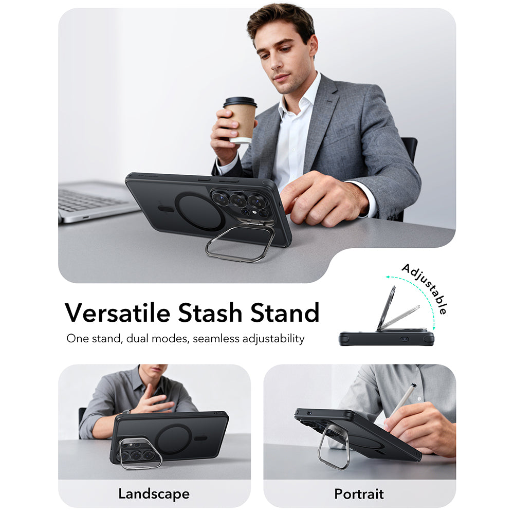 Husa MagSafe za Samsung Galaxy S26 Ultra S948, ESR, Classic Hybrid Kickstand, Crna Satinirana