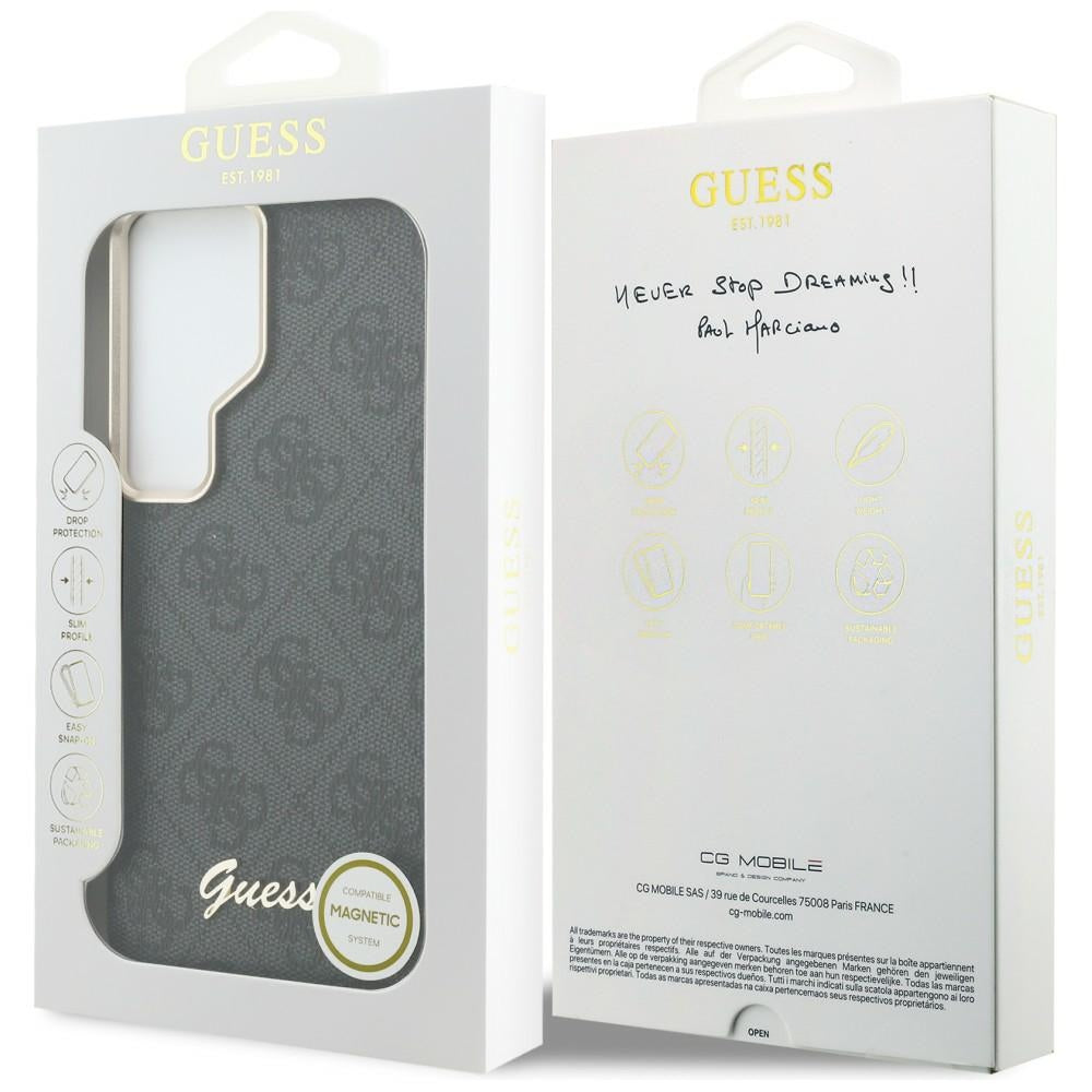Futrola MagSafe za Samsung Galaxy S26 Ultra S948, Guess, 4G Script Logo, Crna