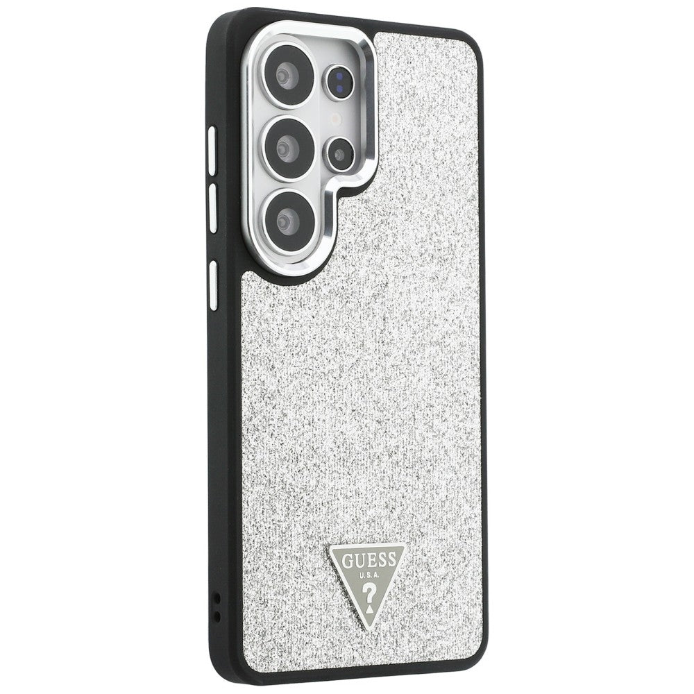 MagSafe futrola za Samsung Galaxy S26 Ultra S948, Guess, Fixed Glitter Triangle Logo, Srebrna